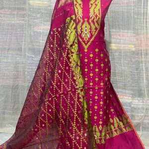 Magenta Jamdani Three Piece